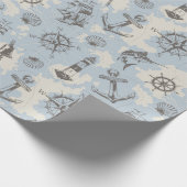 Nostalgisches nautisches Motivmuster Geschenkpapier (Ecke)