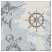 Nostalgisches nautisches Motivmuster Stoff (Nahaufnahme)