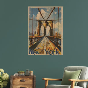 Nostalgisches New York Brooklyn Bridge Reiseplakat Poster