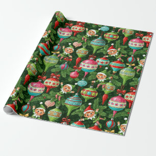 Nostalgisches Noel: Elfen & Ornamente Geschenkpapier