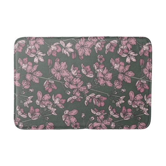 Nostalgisches Pink Floral Französisches Land Badematte (Vorderseite)