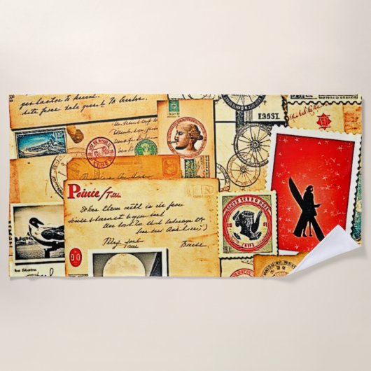 Nostalgisches Postdesign Strandtuch (Vorderseite)