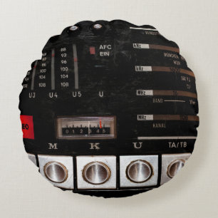 Nostalgisches Radio: Stereo-Button-Display Rundes Kissen