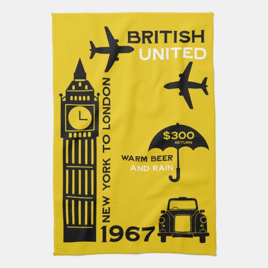 Nostalgisches Retro Airline Poster Geschirrtuch (Vertikal)