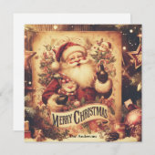 Nostalgisches Retro-Weihnachtsmann lächelnd gedämp Feiertagskarte (Vorne/Hinten)