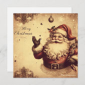 Nostalgisches Retro-Weihnachtsmann lächelnd gedämp Feiertagskarte (Vorne/Hinten)