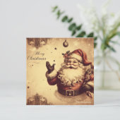 Nostalgisches Retro-Weihnachtsmann lächelnd gedämp Feiertagskarte (Stehend Vorderseite)