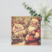 Nostalgisches Retro-Weihnachtsmann lächelnd gedämp Feiertagskarte (Stehend Vorderseite)
