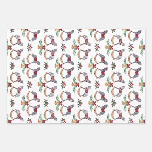 Nostalgisches Rockpferd mit Holly-Fir-Zweigen Geschenkpapier Set (Vorderseite 2)