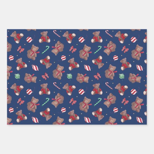 Nostalgisches Rockpferd und Teddybär Geschenkpapier Set (Vorderseite 3)