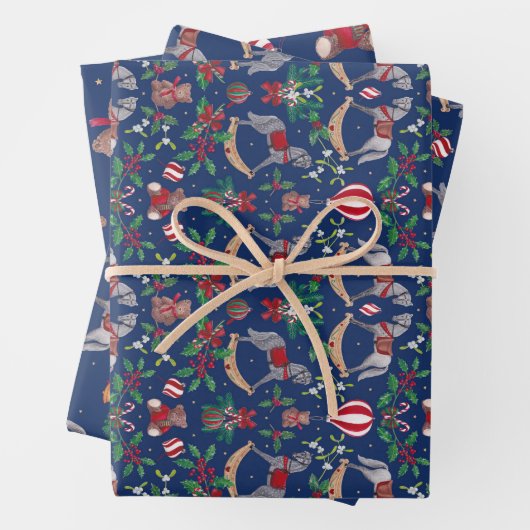 Nostalgisches Rockpferd und Teddybär Geschenkpapier Set (Beispiel)