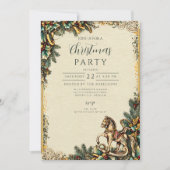 Nostalgisches Rockpferd Winter Einladung (Vorderseite)