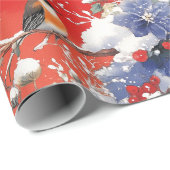 Nostalgisches Schnee und Weihnachtsgeburten Geschenkpapier (Rolleneckpunkt)