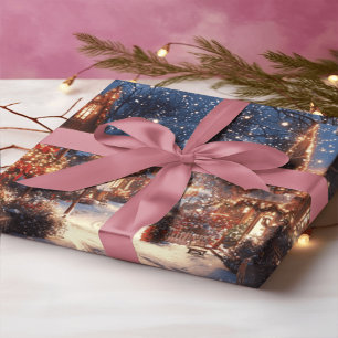 Nostalgisches viktorianisches Weihnachtsdorf-Gesch Geschenkpapier