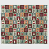 Nostalgisches Vintag Holiday Patchwork Quilt Geschenkpapier (Flach)