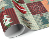 Nostalgisches Vintag Holiday Patchwork Quilt Geschenkpapier (Rolleneckpunkt)
