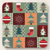 Nostalgisches Vintag Holiday Patchwork Quilt Untersetzer (Vorderseite)