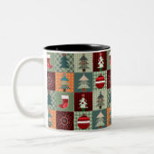 Nostalgisches Vintag Holiday Patchwork Quilt Zweifarbige Tasse (Links)
