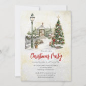 Nostalgisches Vintag Holiday Tree Party Einladung (Vorderseite)