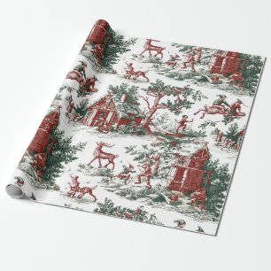 Nostalgisches Vintage-Rot-Grün-Weihnachten Geschenkpapier