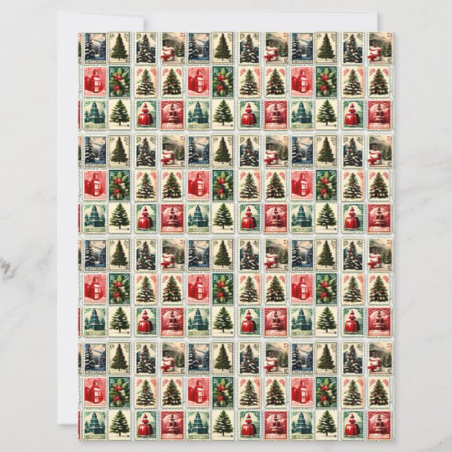 Nostalgisches vintage Weihnachtsstempel-Bastelpapi (Vorderseite)