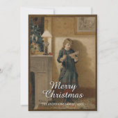 Nostalgisches Vintages Kind mit Weihnachtsgrüßen Feiertagskarte (Vorderseite)