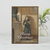 Nostalgisches Vintages Kind mit Weihnachtsgrüßen Feiertagskarte (Stehend Vorderseite)