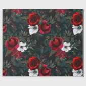 Nostalgisches Watercolor Weihnachtsblumenmuster Geschenkpapier (Flach)