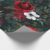 Nostalgisches Watercolor Weihnachtsblumenmuster Geschenkpapier (Ecke)