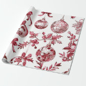 Nostalgisches Weihnachten Rot Geschenkpapier (Ungerollt)