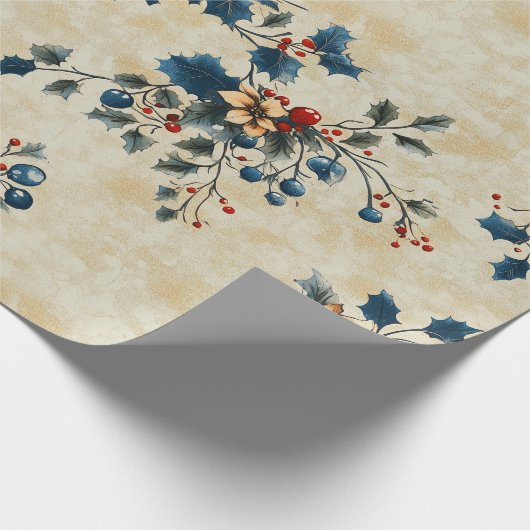 Nostalgisches Weihnachts-Blumenpapier Geschenkpapier (Ecke)