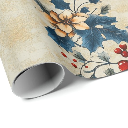 Nostalgisches Weihnachts-Blumenpapier Geschenkpapier (Rolleneckpunkt)
