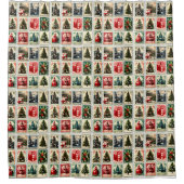 Nostalgisches Weihnachtsmuster der Briefmarke Duschvorhang (Vorderseite)