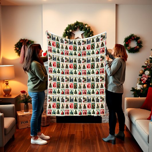 Nostalgisches Weihnachtsmuster der Briefmarke Fleecedecke