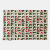 Nostalgisches Weihnachtsmuster der Briefmarke Geschirrtuch (Horizontal)