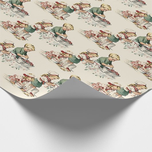 Nostalgisches Winterbacken Geschenkpapier (Ecke)