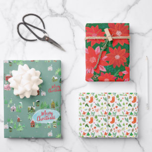 Nostalgisches Winterdorf Weihnachten Geschenkpapier Set