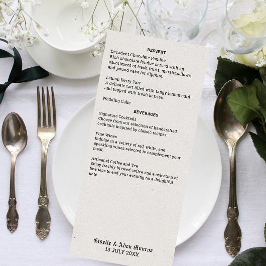 Nostalgisches Zeitungsmenü Menükarte