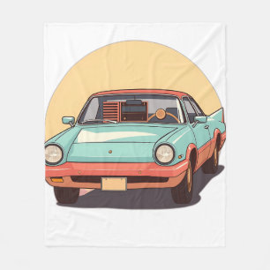 Nostalgisches Zukunftsauto mit Vintage-Radio Fleecedecke