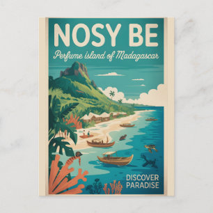 Nosy Be Madagaskar Retro-Reiseplakat Kunst Feiertagspostkarte