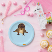 Nosy red squirrel in snow blue pappteller (Party)