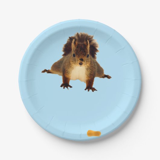 Nosy red squirrel in snow blue pappteller (Vorderseite)