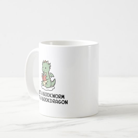 Not A Bookworm But Bookdragon Funny Book Lover Kaffeetasse (Vorderseite Links)