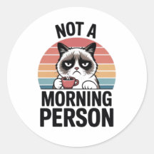 Not A Morning Person Grumpy Cat Funny Sticker Cat 
