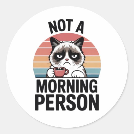 Not A Morning Person Grumpy Cat Funny Sticker Cat (Vorderseite)