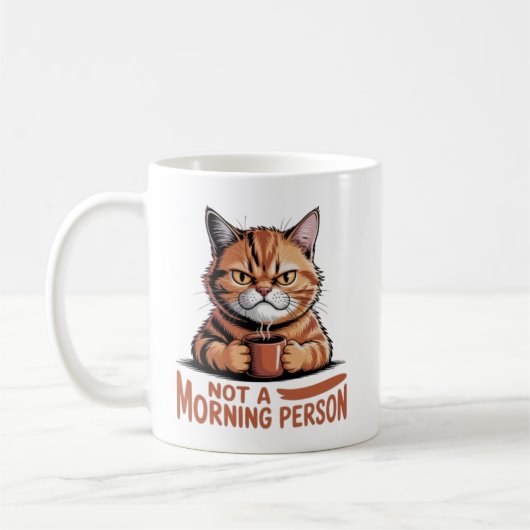 Not A Morning Person Grumpy Orange Cat Funny Coffe Kaffeetasse (Links)