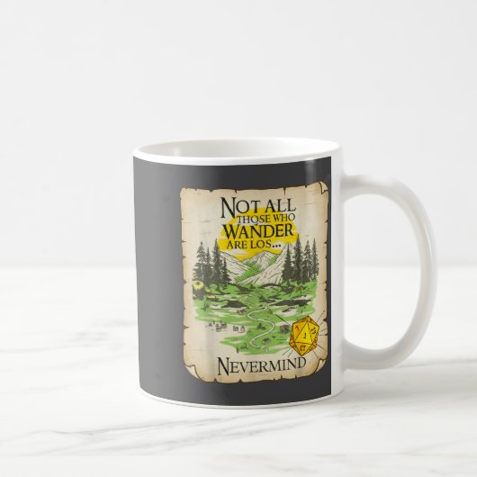 Not All Who Wander Are Lost Funny Maps Rpg Parody  Kaffeetasse (Rechts)