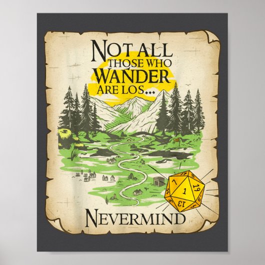 Not All Who Wander Are Lost Funny Maps Rpg Parody  Poster (Vorne)