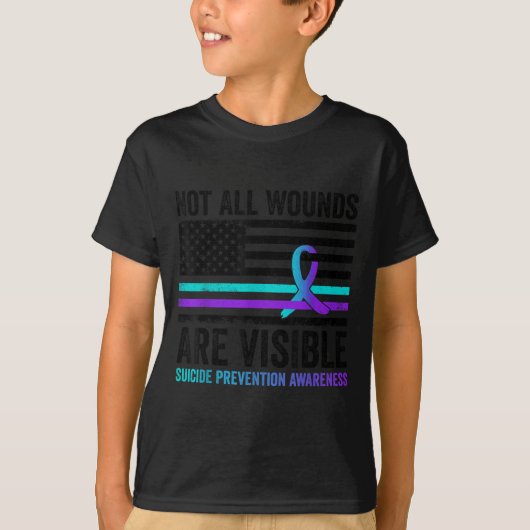 Not All Wounds Are Visible American Flag Suicide P T-Shirt (Vorderseite)