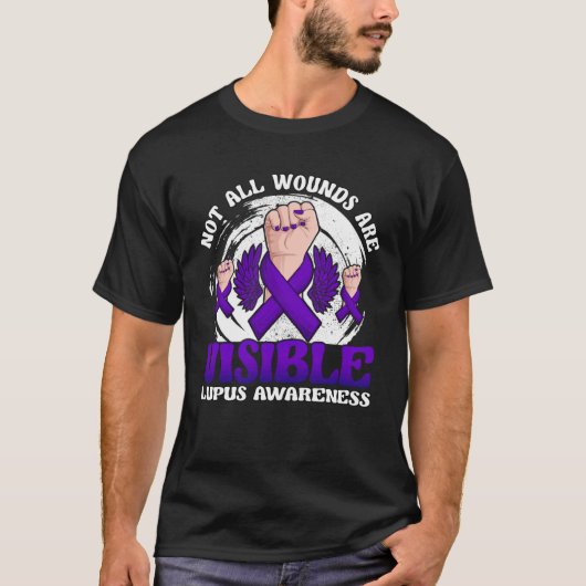 Not All Wounds Are Visible Lupus Warrior Purple Ri T-Shirt (Vorderseite)